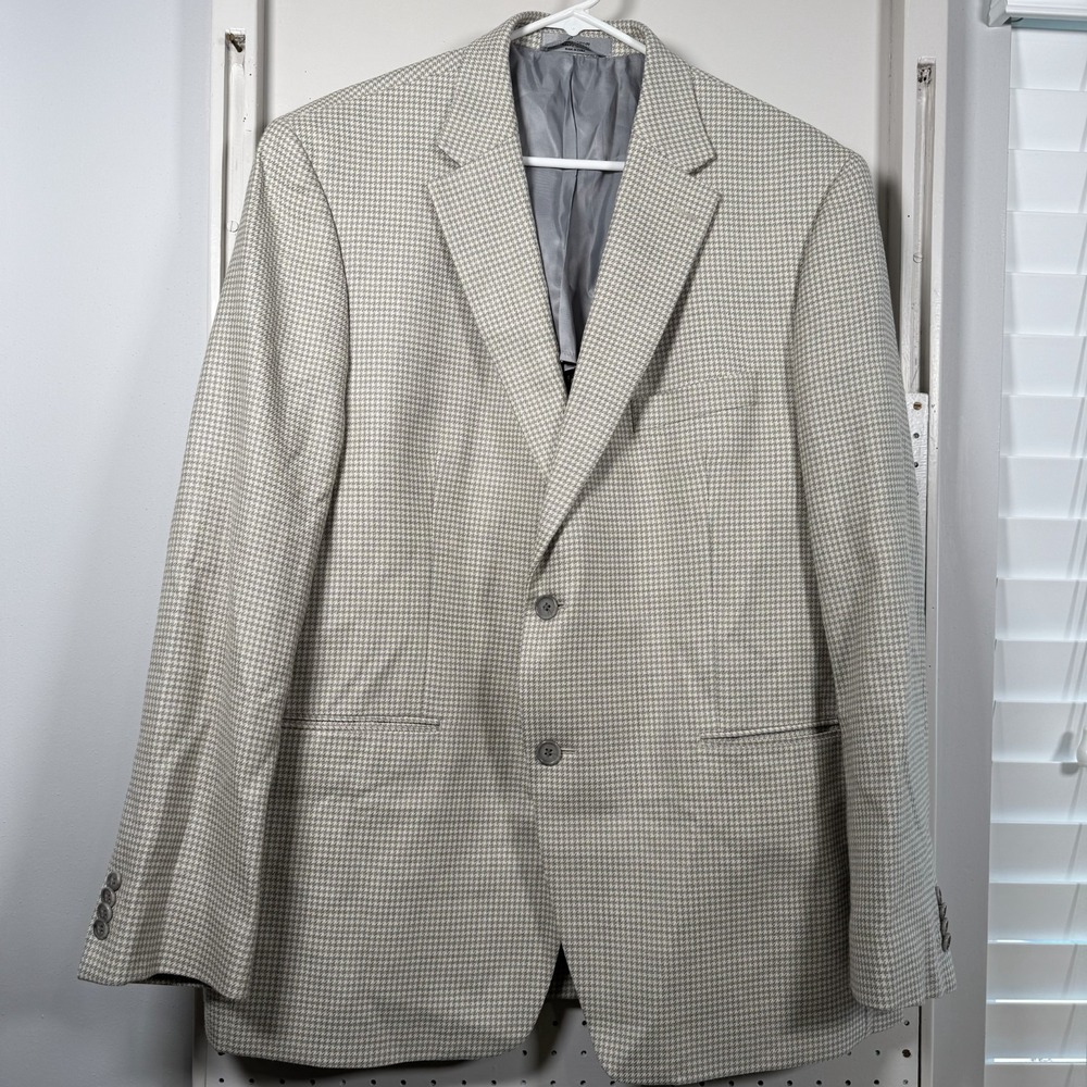 Ralph Lauren Blazer Men's Size 48R Beige Houndstooth Wool 2-Button Jacket LRL
